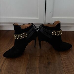 Badgley Mischka Black Heeled Boots with Gold Accents